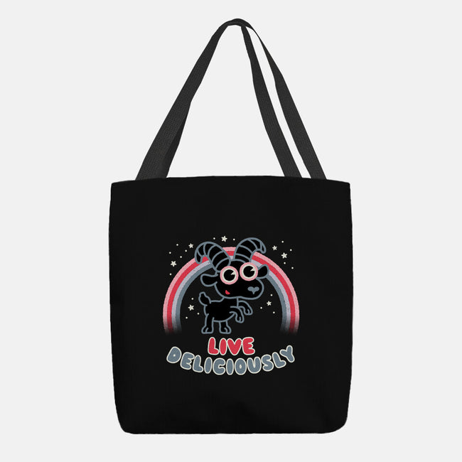 Live Deliciously Cute-none basic tote bag-Weird & Punderful