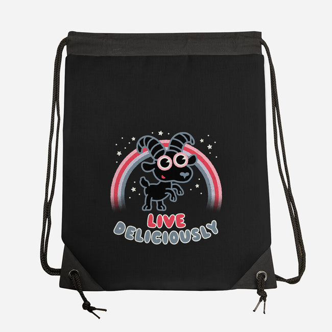 Live Deliciously Cute-none drawstring bag-Weird & Punderful