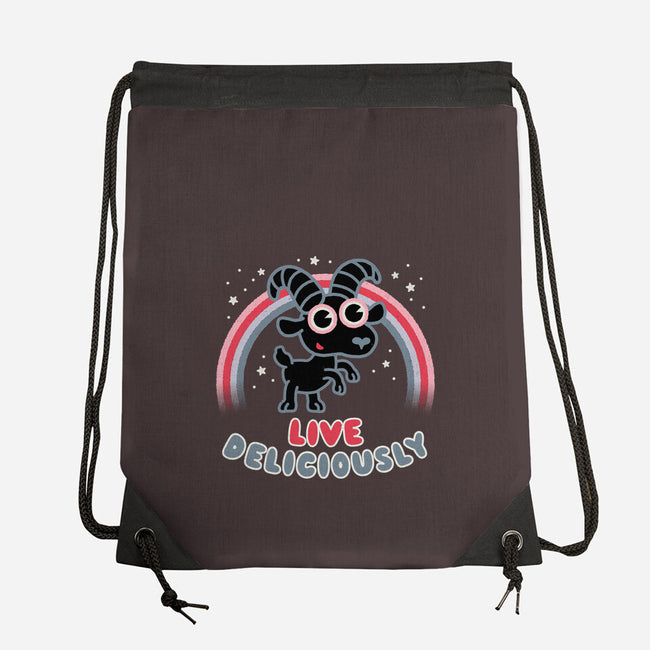 Live Deliciously Cute-none drawstring bag-Weird & Punderful