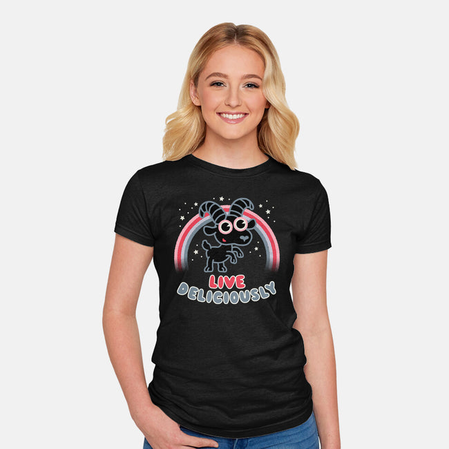 Live Deliciously Cute-womens fitted tee-Weird & Punderful
