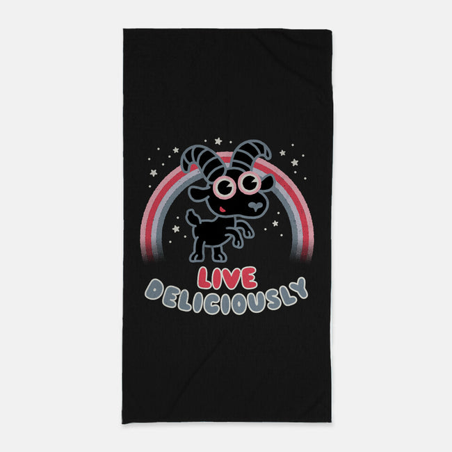 Live Deliciously Cute-none beach towel-Weird & Punderful