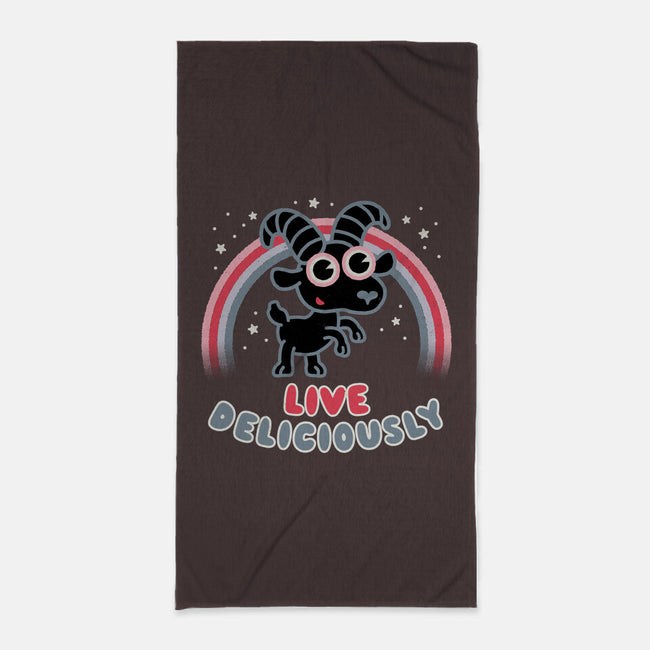 Live Deliciously Cute-none beach towel-Weird & Punderful