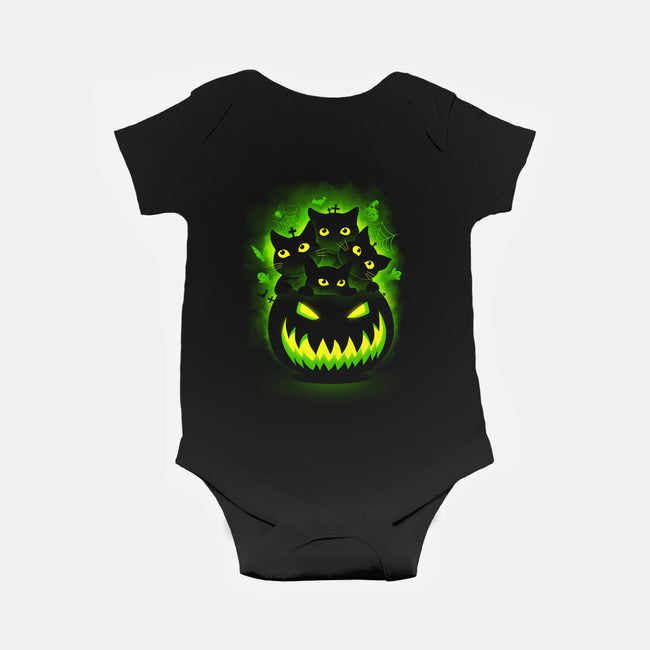 Spooky Pumpkin Cats-baby basic onesie-erion_designs