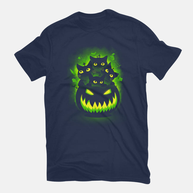 Spooky Pumpkin Cats-youth basic tee-erion_designs