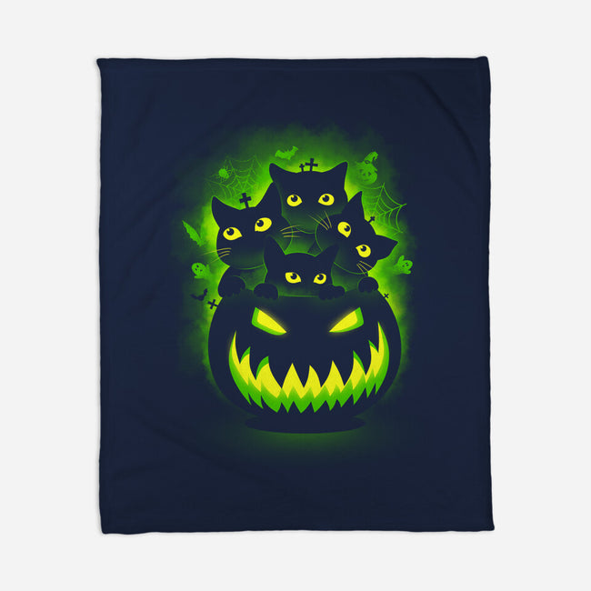 Spooky Pumpkin Cats-none fleece blanket-erion_designs