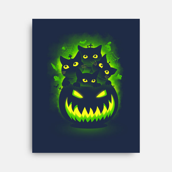 Spooky Pumpkin Cats-none stretched canvas-erion_designs
