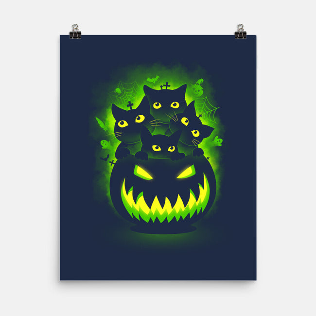 Spooky Pumpkin Cats-none matte poster-erion_designs