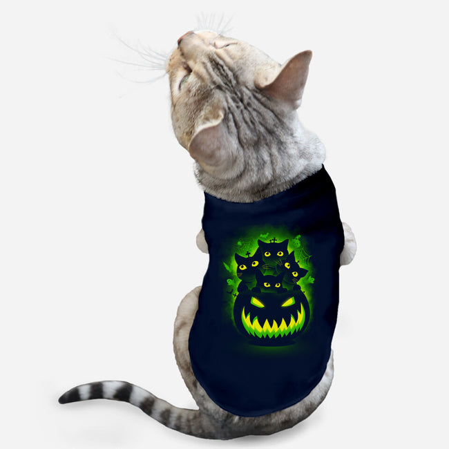 Spooky Pumpkin Cats-cat basic pet tank-erion_designs
