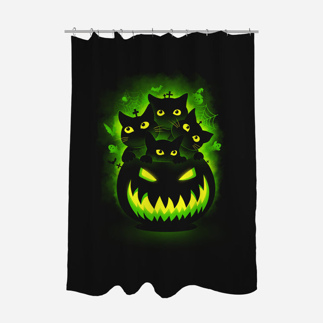 Spooky Pumpkin Cats-none polyester shower curtain-erion_designs