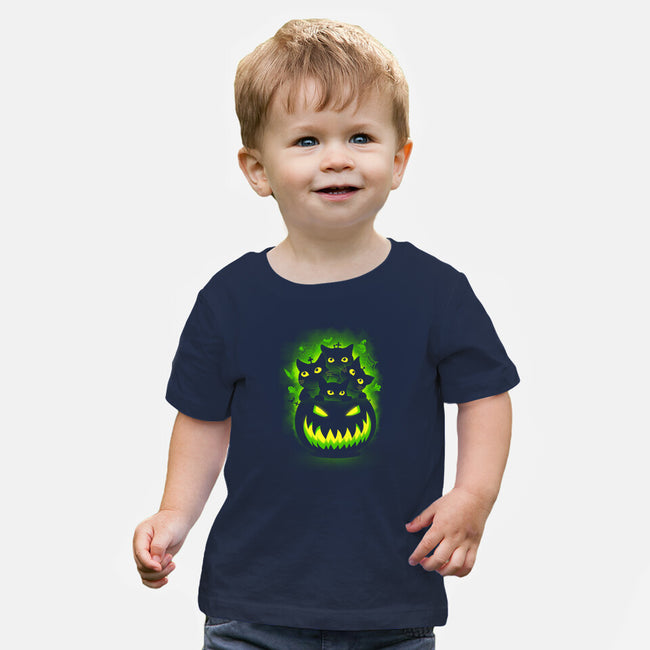 Spooky Pumpkin Cats-baby basic tee-erion_designs