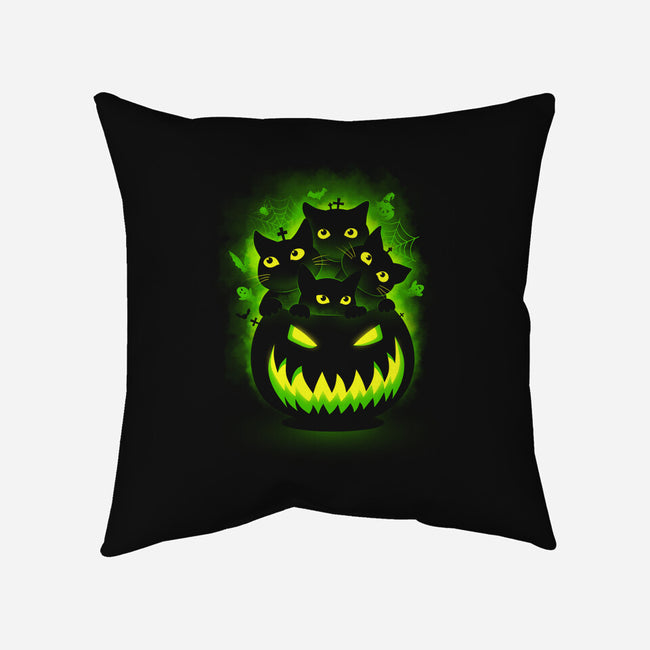 Spooky Pumpkin Cats-none removable cover w insert throw pillow-erion_designs