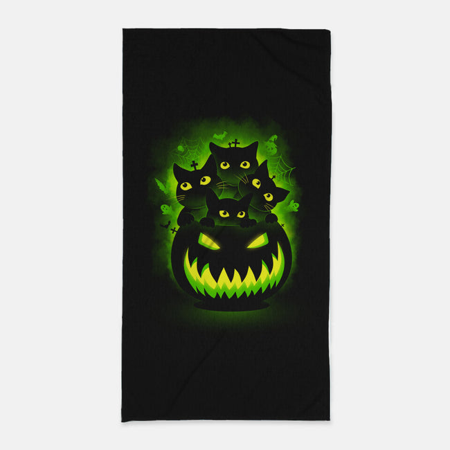 Spooky Pumpkin Cats-none beach towel-erion_designs