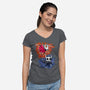 Friend Or Enemy-womens v-neck tee-nickzzarto