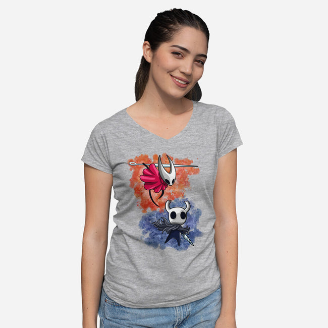 Friend Or Enemy-womens v-neck tee-nickzzarto