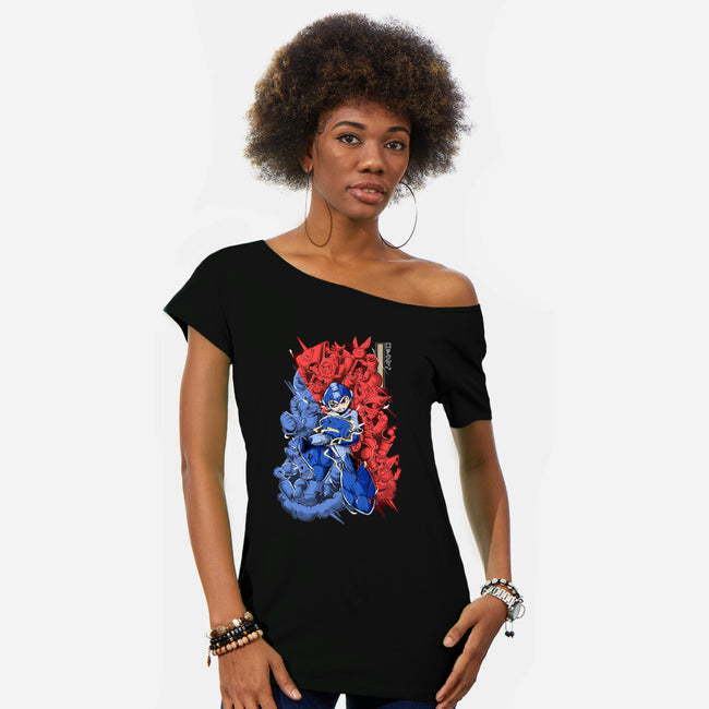 Blue Bomber-womens off shoulder tee-Guilherme magno de oliveira