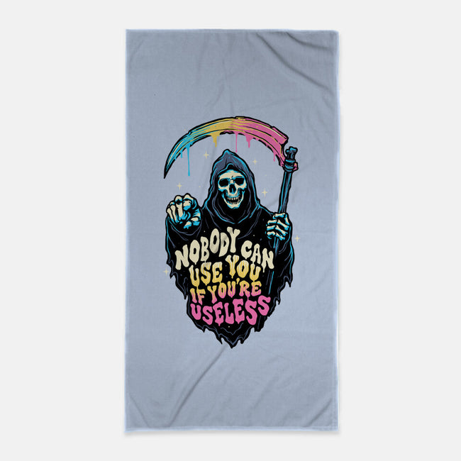 Useless Reaper-none beach towel-momma_gorilla