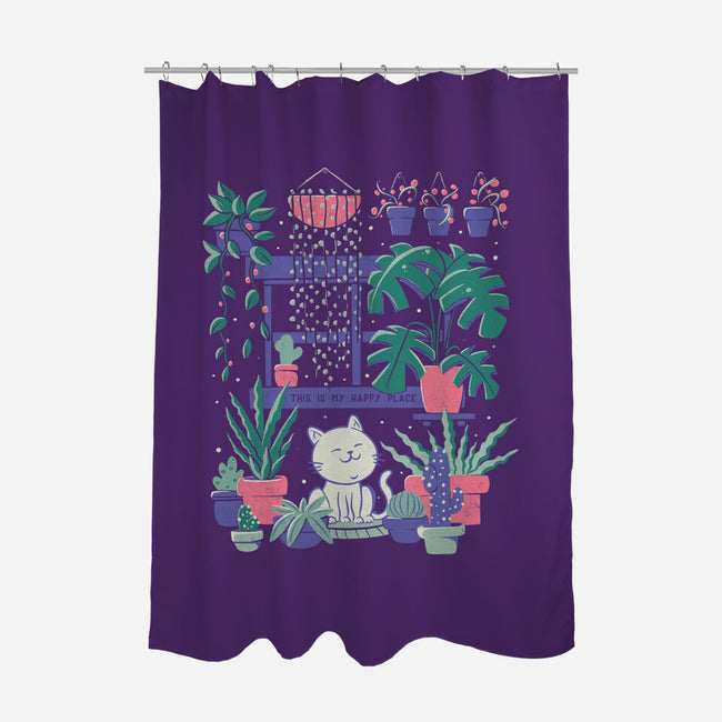 Happy Place-none polyester shower curtain-eduely