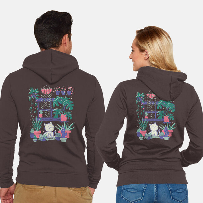 Happy Place-unisex zip-up sweatshirt-eduely