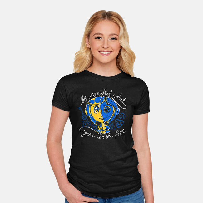 Careful Wish-womens fitted tee-Plastic Dino