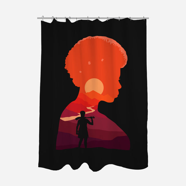 The Woman Sunset-none polyester shower curtain-marsdkart