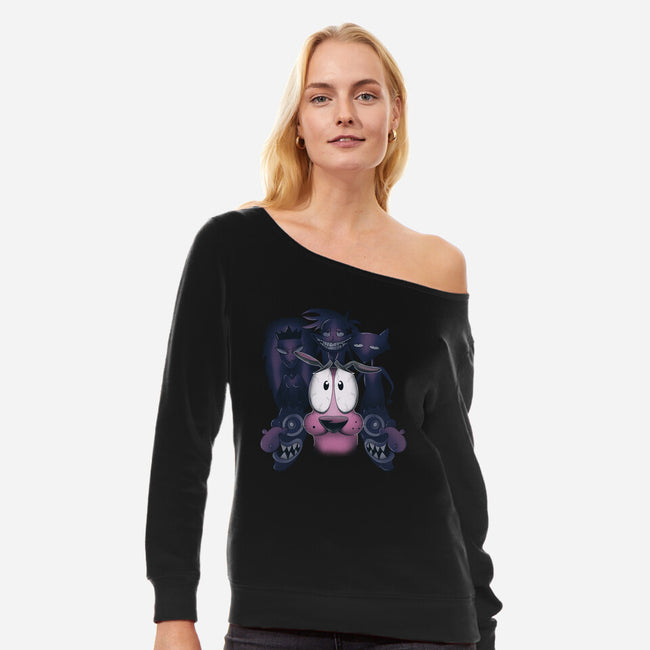 The Fear Of The Dog-womens off shoulder sweatshirt-Claudia