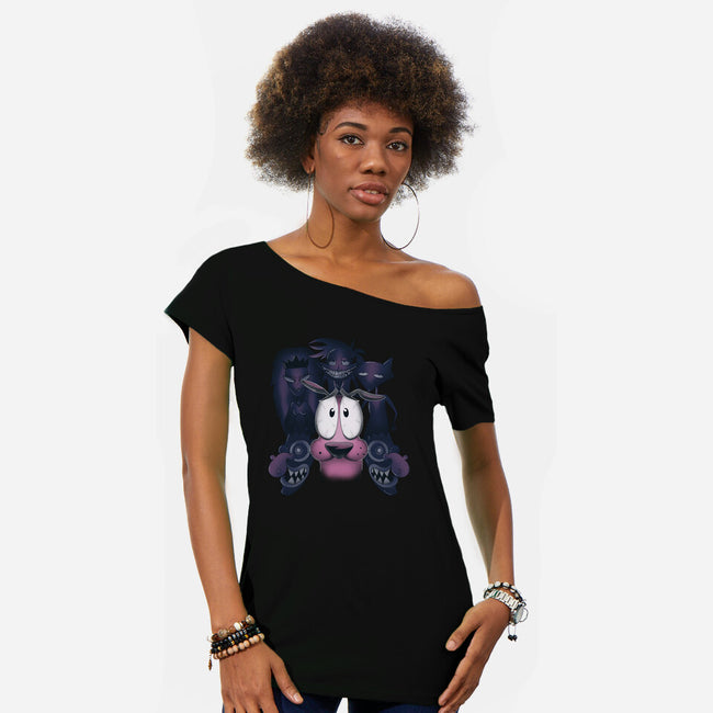 The Fear Of The Dog-womens off shoulder tee-Claudia