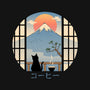 Coffee Cat In Mt. Fuji-none removable cover w insert throw pillow-vp021