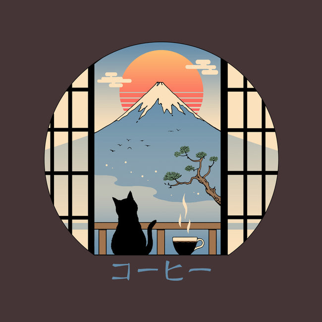 Coffee Cat In Mt. Fuji-none removable cover w insert throw pillow-vp021