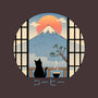 Coffee Cat In Mt. Fuji-none removable cover w insert throw pillow-vp021