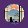 Coffee Cat In Mt. Fuji-womens off shoulder sweatshirt-vp021