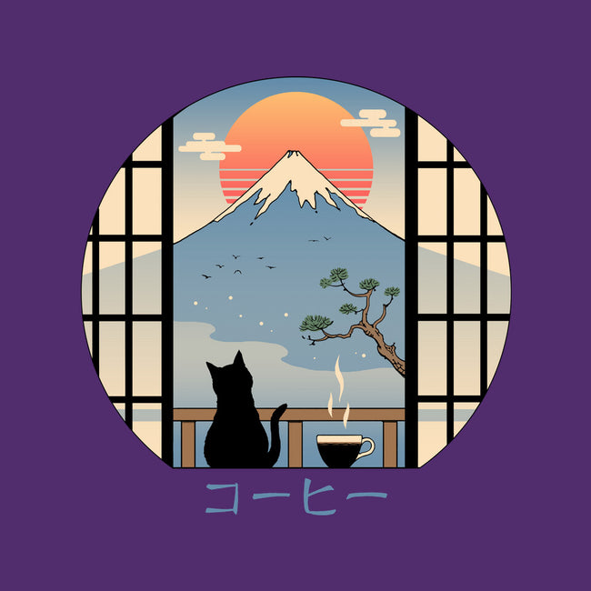 Coffee Cat In Mt. Fuji-none removable cover w insert throw pillow-vp021