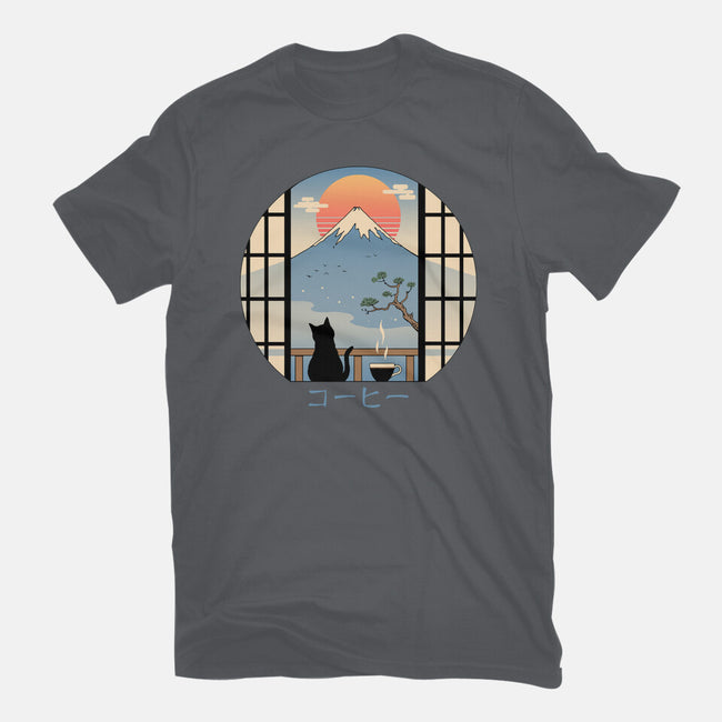 Coffee Cat In Mt. Fuji-mens heavyweight tee-vp021