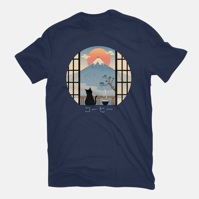 Coffee Cat In Mt. Fuji-womens basic tee-vp021