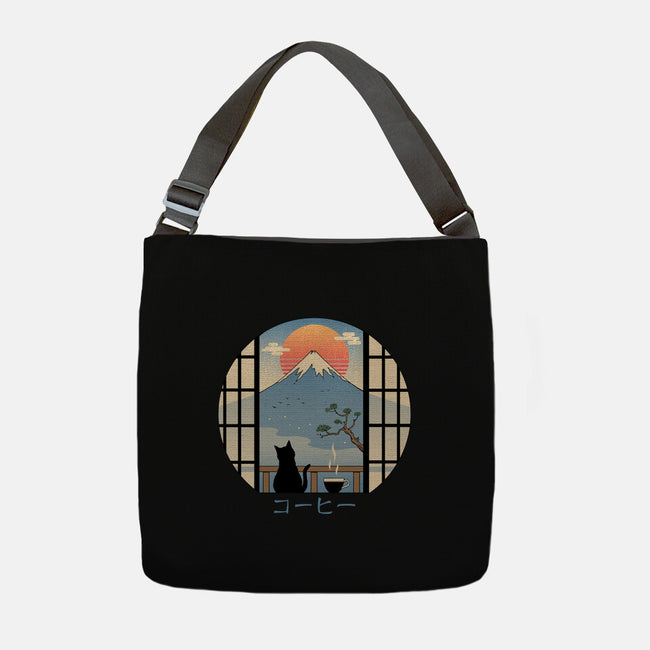 Coffee Cat In Mt. Fuji-none adjustable tote bag-vp021