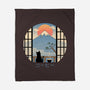 Coffee Cat In Mt. Fuji-none fleece blanket-vp021