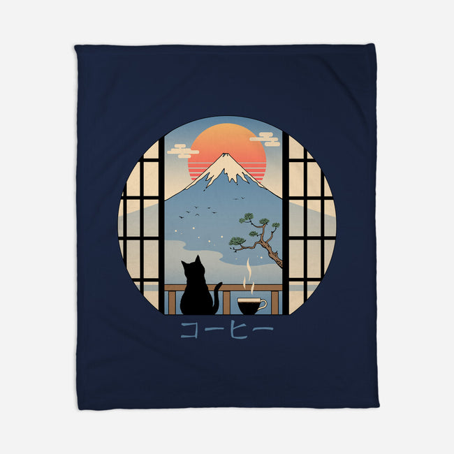 Coffee Cat In Mt. Fuji-none fleece blanket-vp021