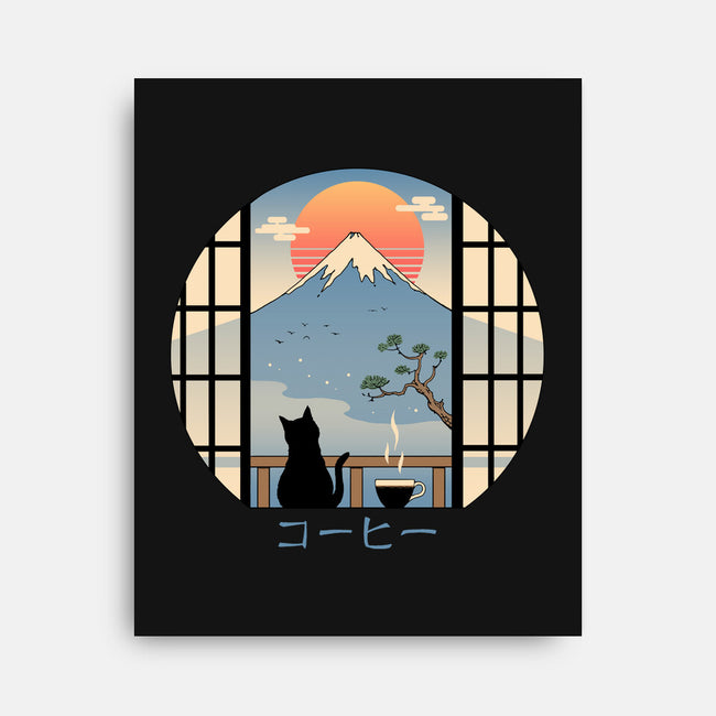 Coffee Cat In Mt. Fuji-none stretched canvas-vp021