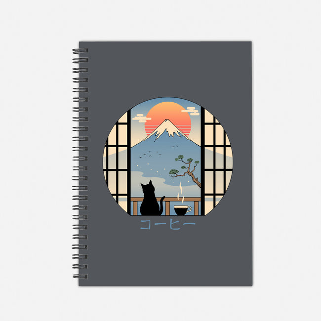 Coffee Cat In Mt. Fuji-none dot grid notebook-vp021