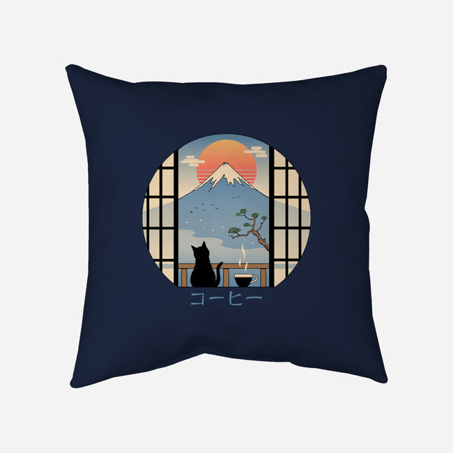 Coffee Cat In Mt. Fuji-none removable cover throw pillow-vp021