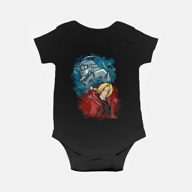 Elric Brothers Ready To Fight-baby basic onesie-nickzzarto