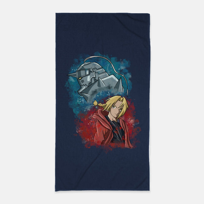 Elric Brothers Ready To Fight-none beach towel-nickzzarto