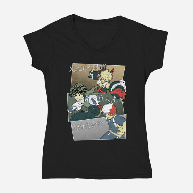 Hero Team-womens v-neck tee-Astrobot Invention