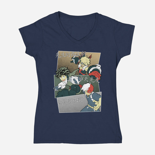 Hero Team-womens v-neck tee-Astrobot Invention