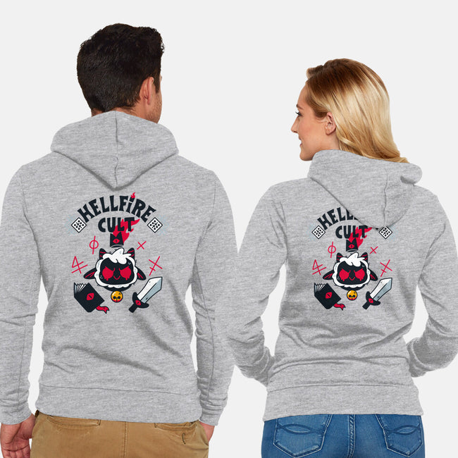 Hellfire Cult-unisex zip-up sweatshirt-theteenosaur