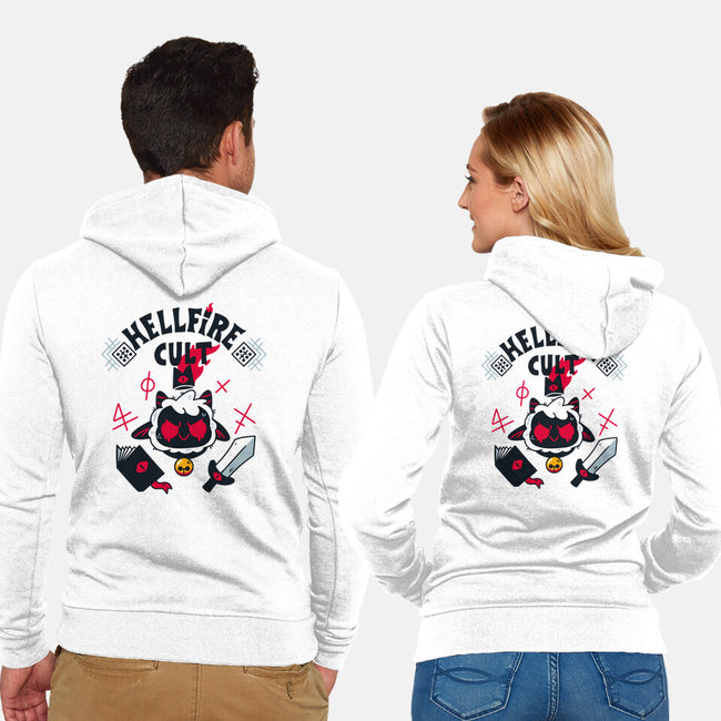 Hellfire Cult-unisex zip-up sweatshirt-theteenosaur