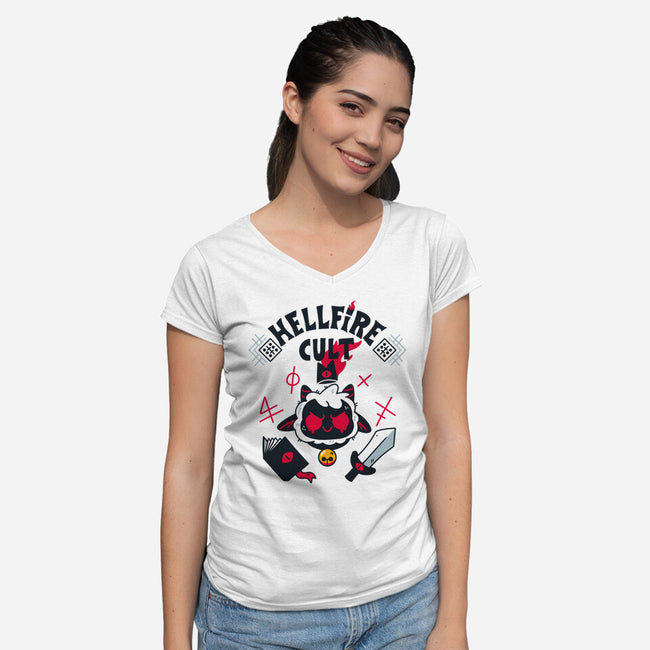 Hellfire Cult-womens v-neck tee-theteenosaur