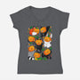 Pumpkin Animals-womens v-neck tee-Vallina84