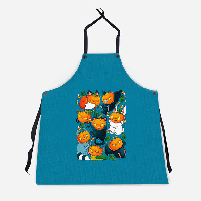 Pumpkin Animals-unisex kitchen apron-Vallina84