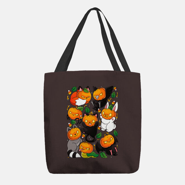 Pumpkin Animals-none basic tote bag-Vallina84
