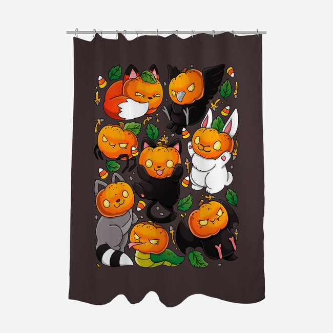 Pumpkin Animals-none polyester shower curtain-Vallina84